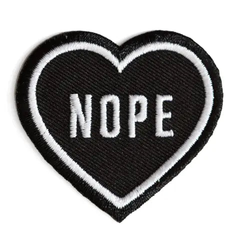 Nope Heart Embroidered Iron-On Patch