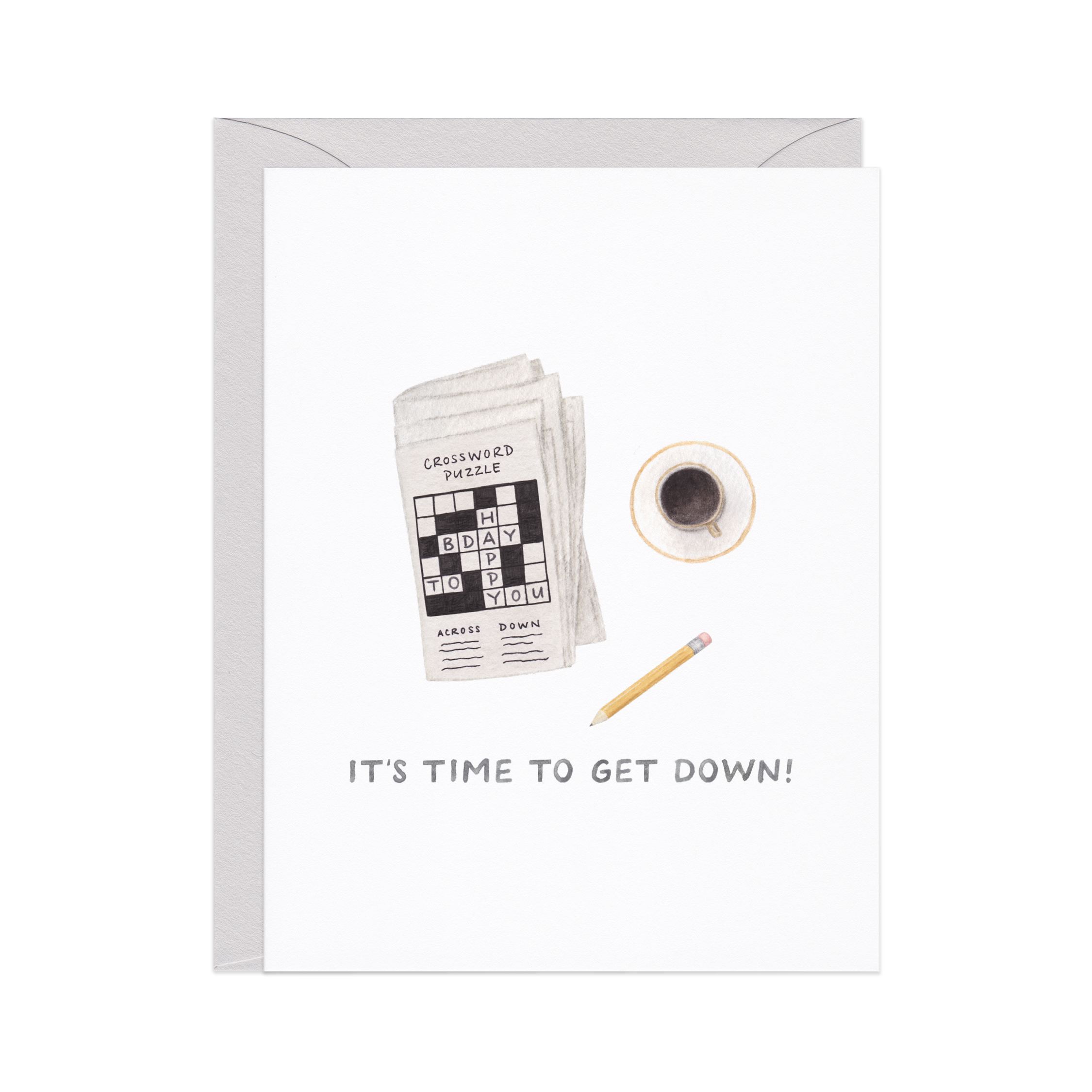 Morning Coffee & Crossword — Punny Birthday Card