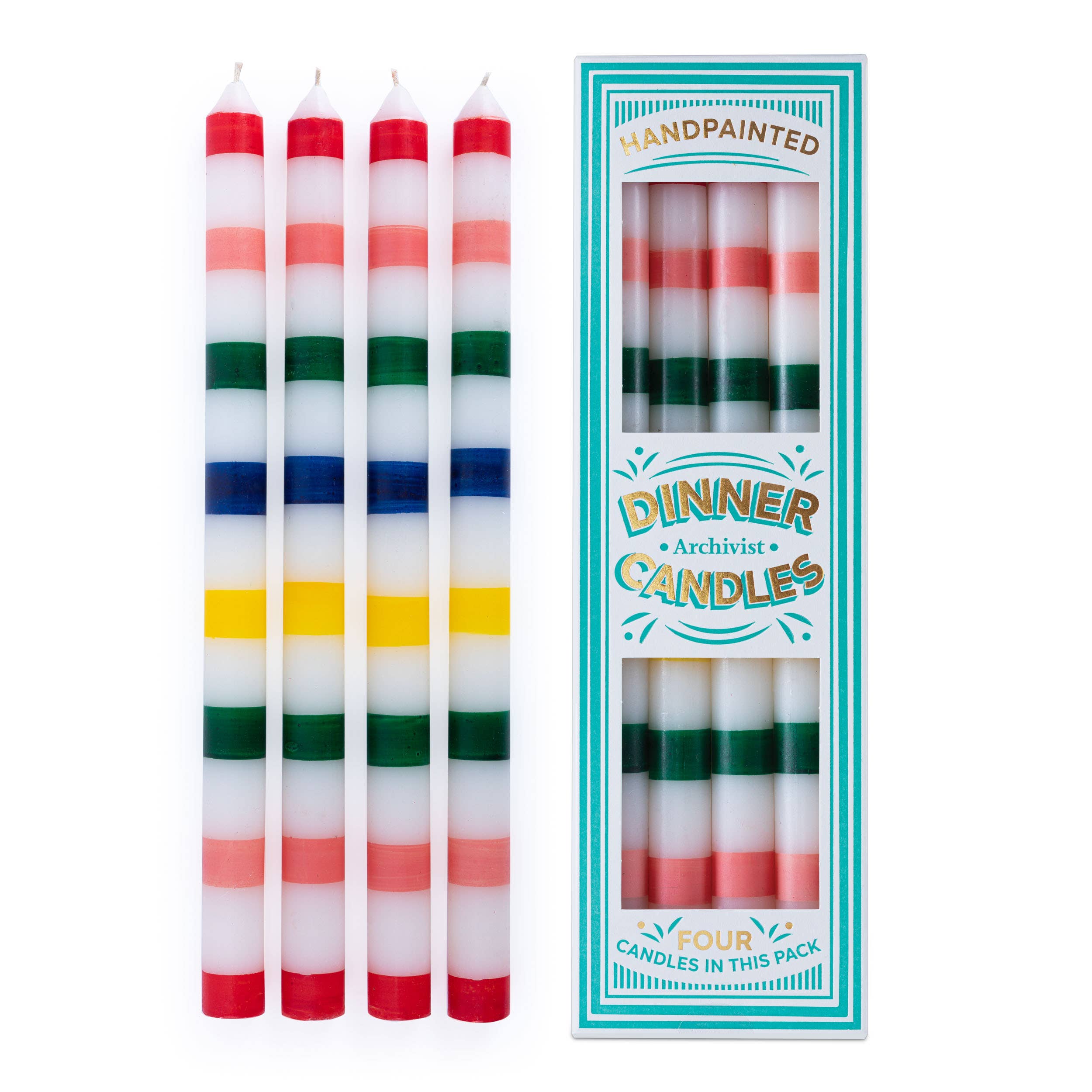 Multi-Stripe Dinner Candle