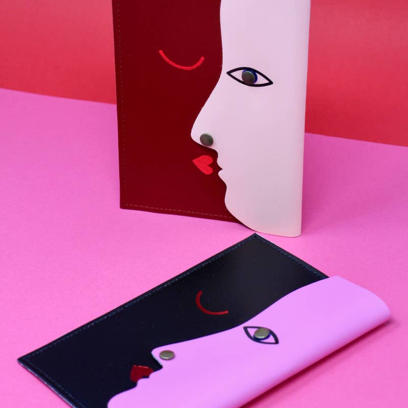 Leather Kissing Clutch