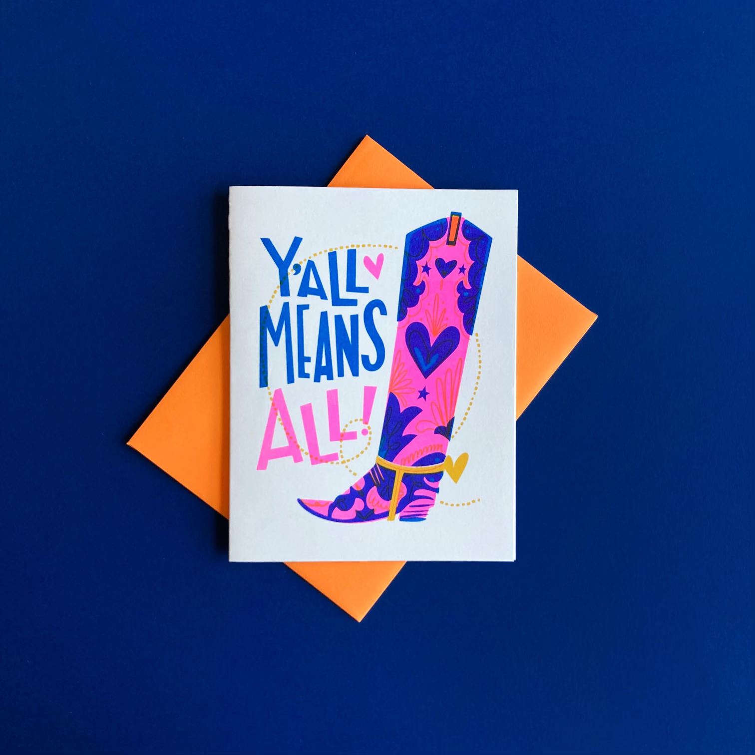Y'all Means All Equality Pride Risograph Card