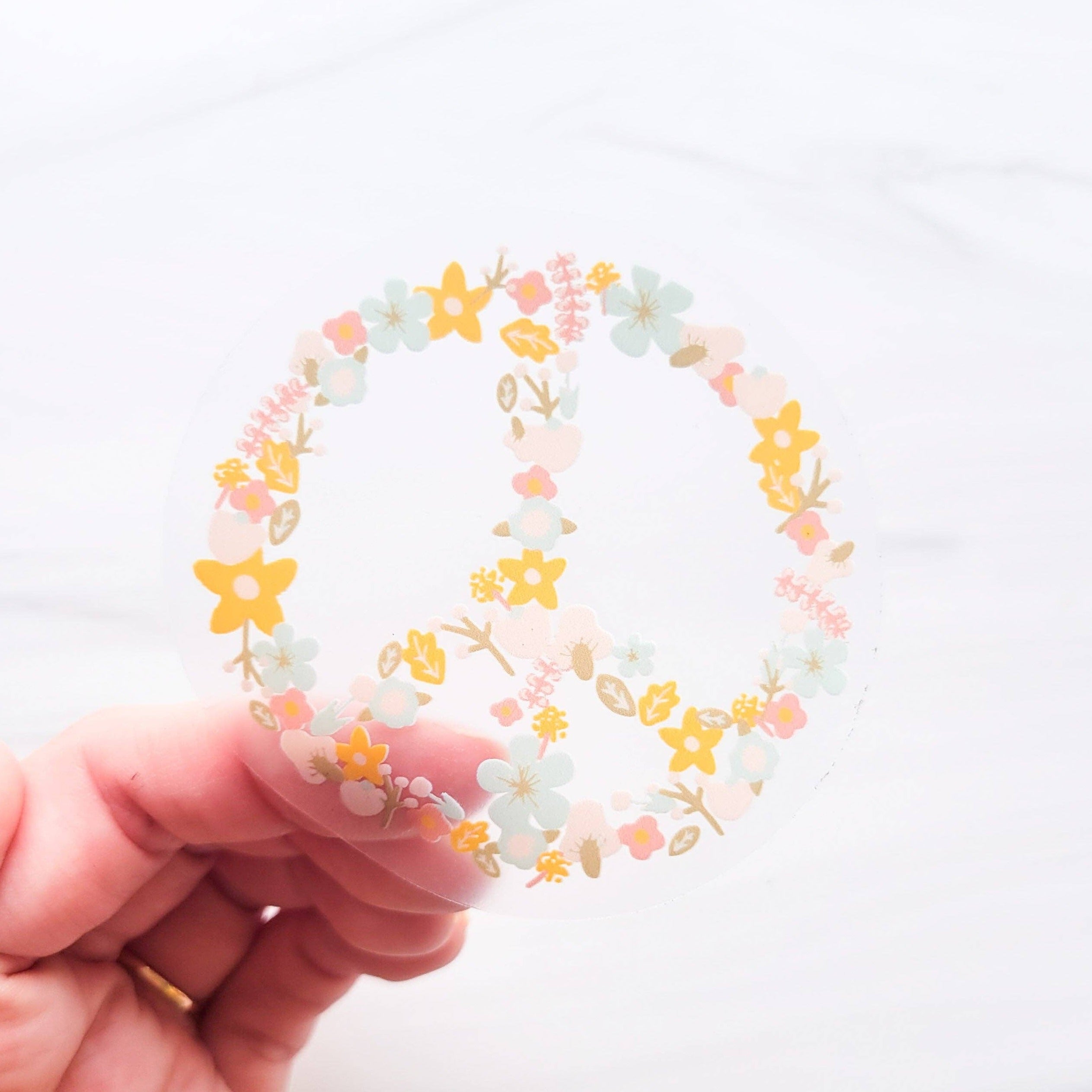 Floral Peace Sign Transparent Sticker