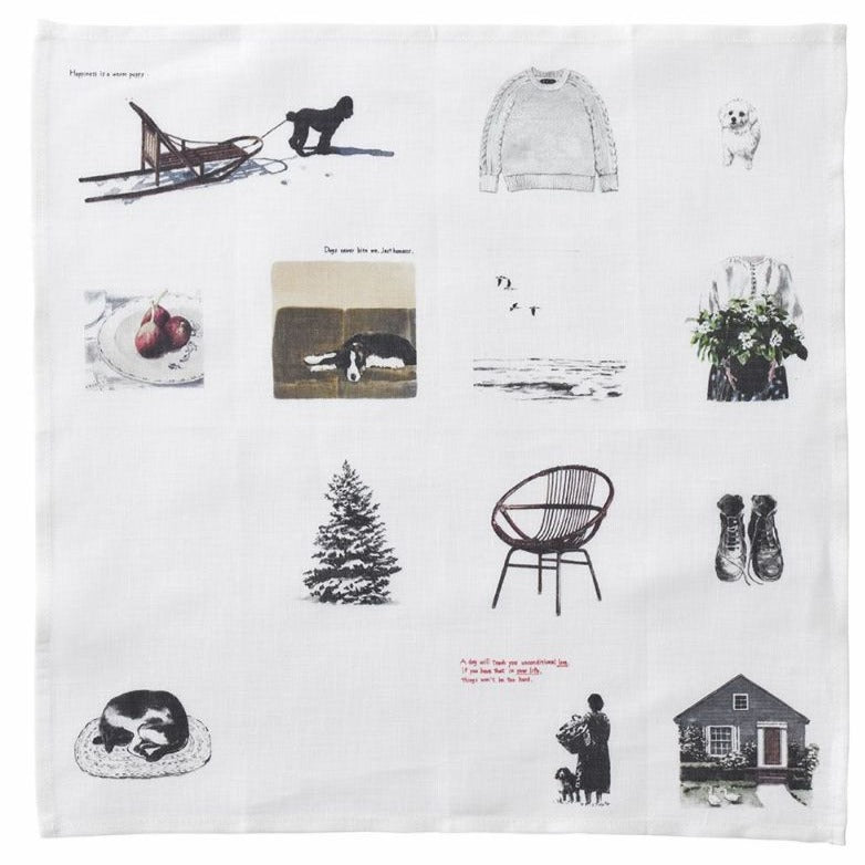 Living With Dogs Linen Handkerchief