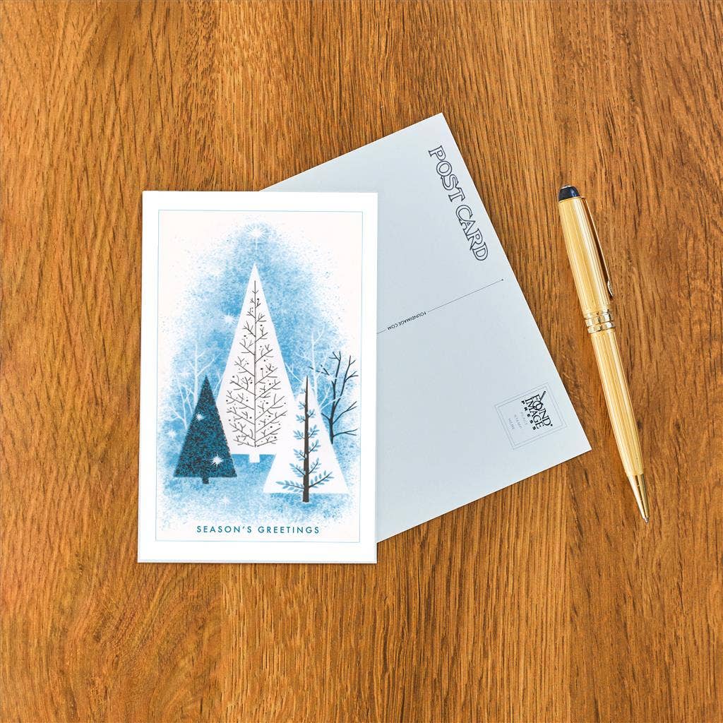 Blue Season's Greetings Postcard