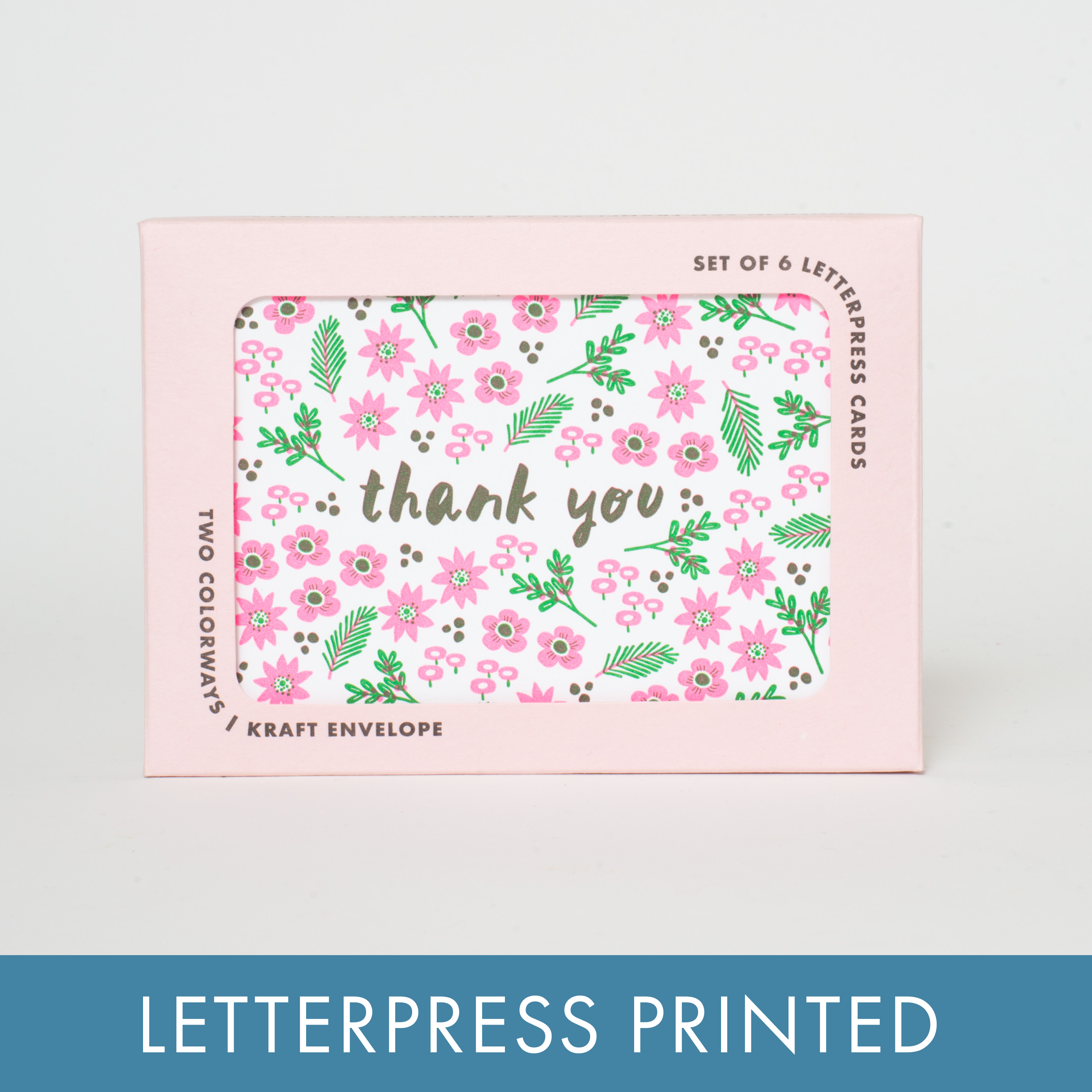 Floral Letterpress Thank You Cards / Set of 6