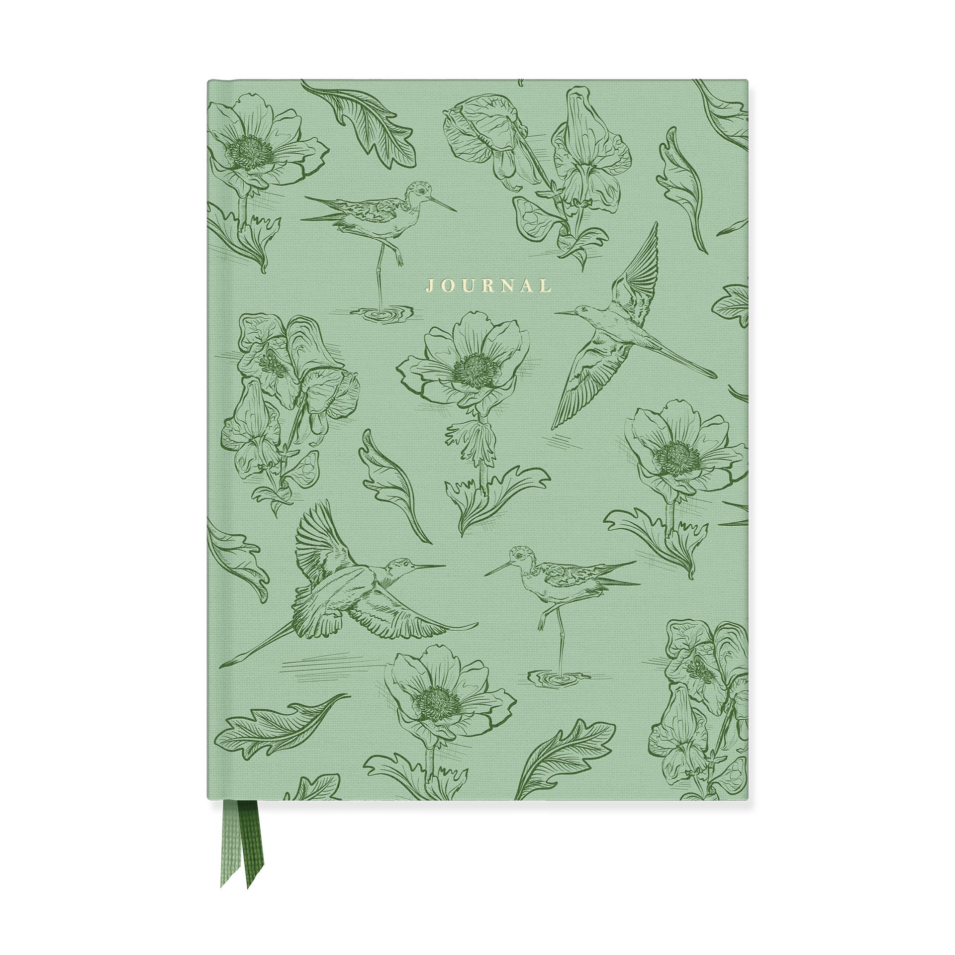 Green Botanical Bird Toile Journal