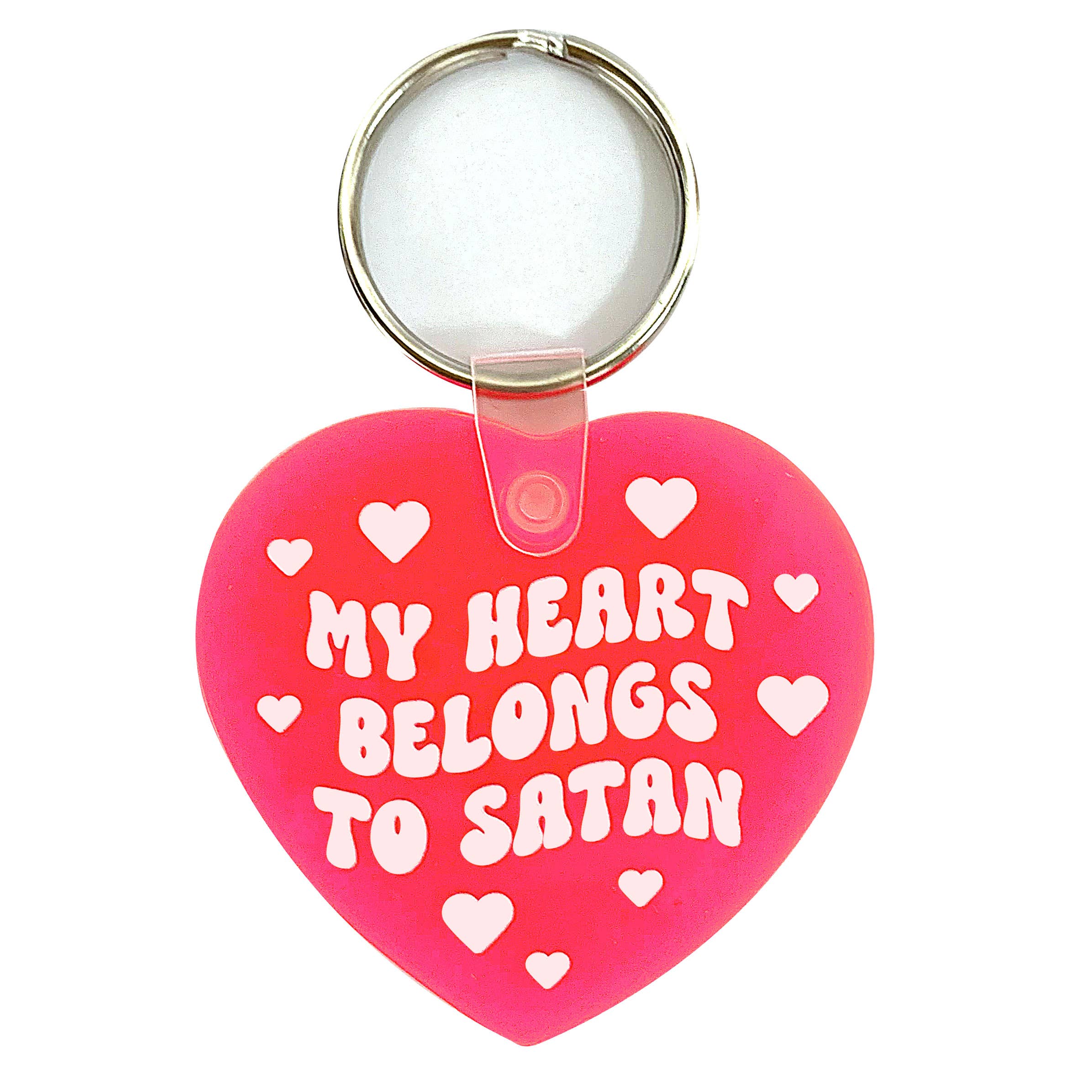 My Heart Belongs To Satan Heart Shaped Vinyl Keychain