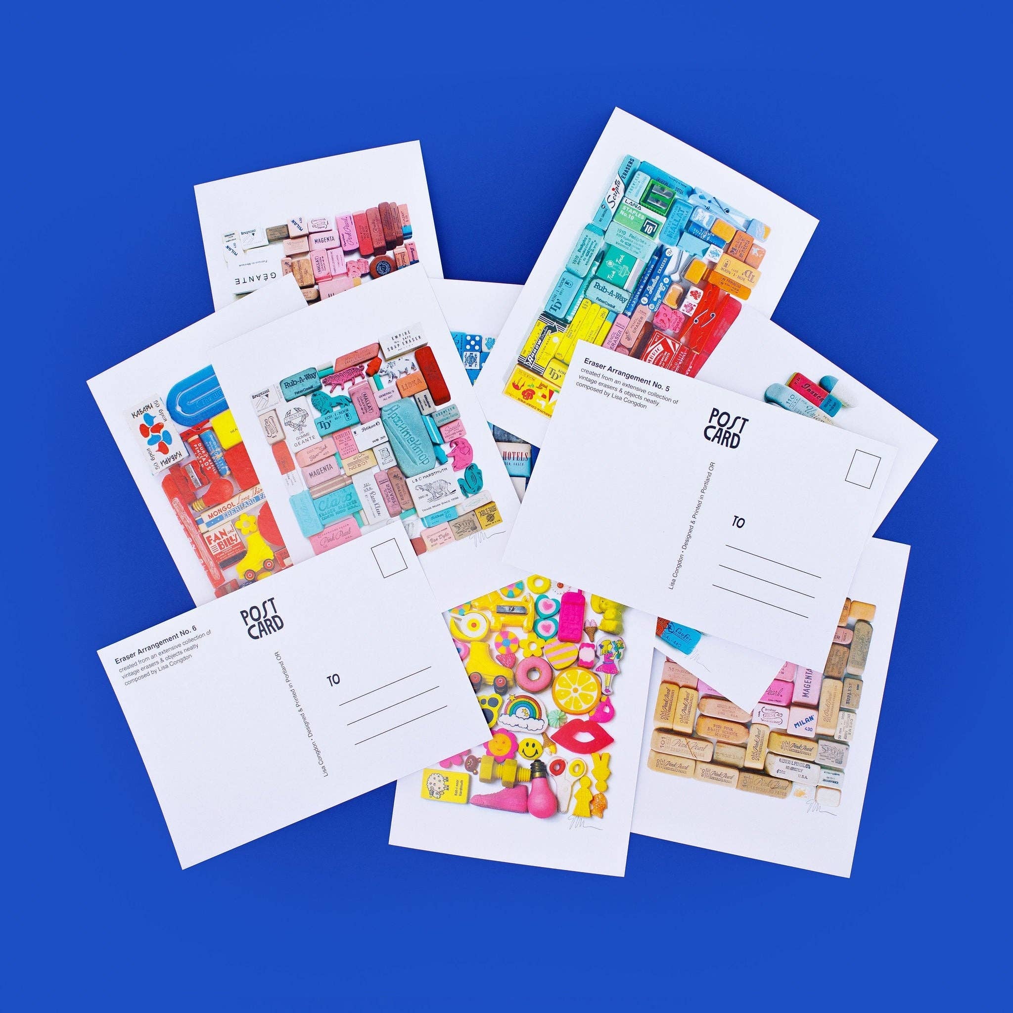 Eraser Arrangement No. 3 Postcard by Lisa Congdon