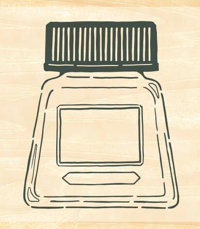 Ink Bottle Rubber Stamp