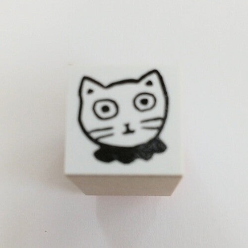Chibi White Cat Rubber Stamp