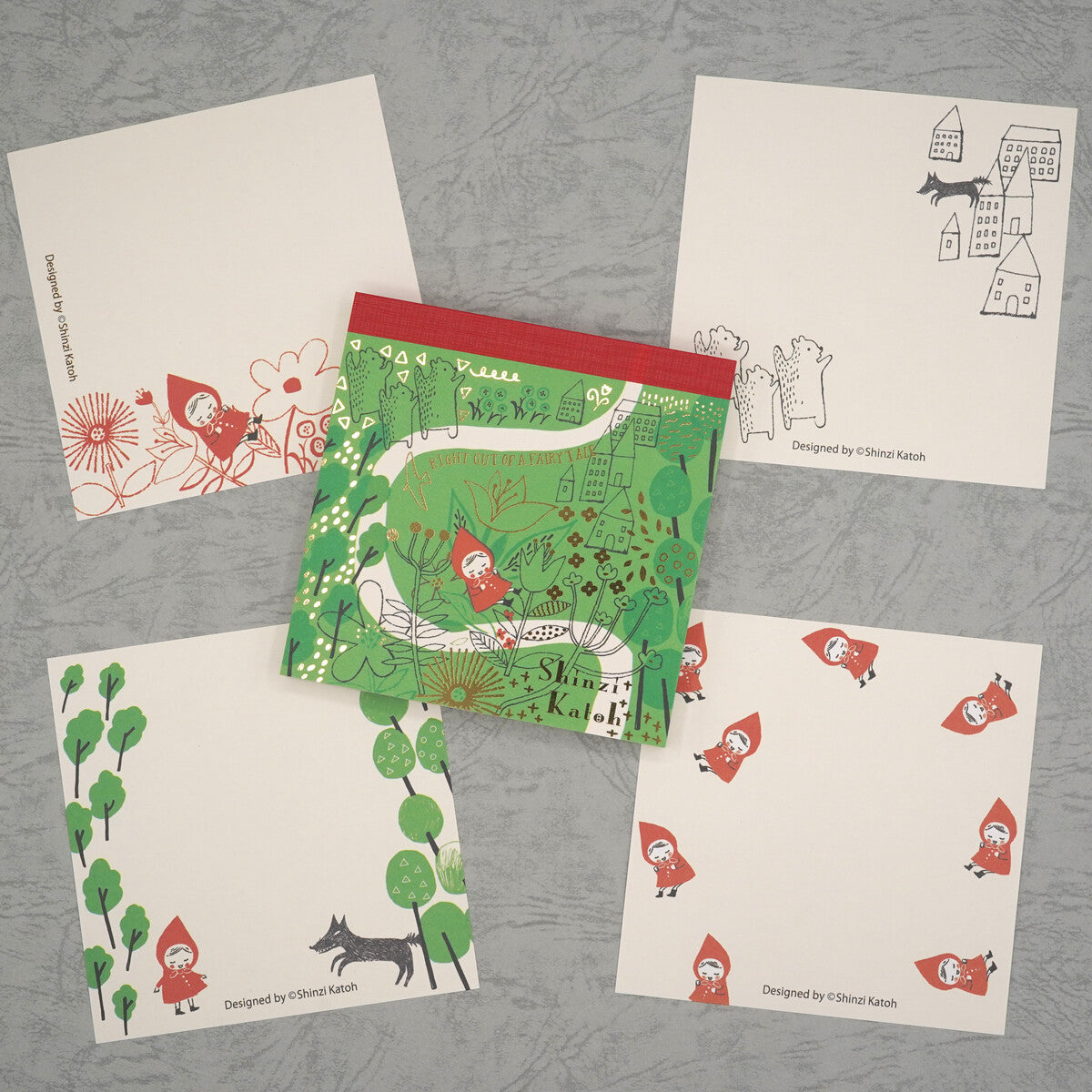 Shinzi Katoh Block Memo Pad / Red Riding Hood / "A Little Rest"