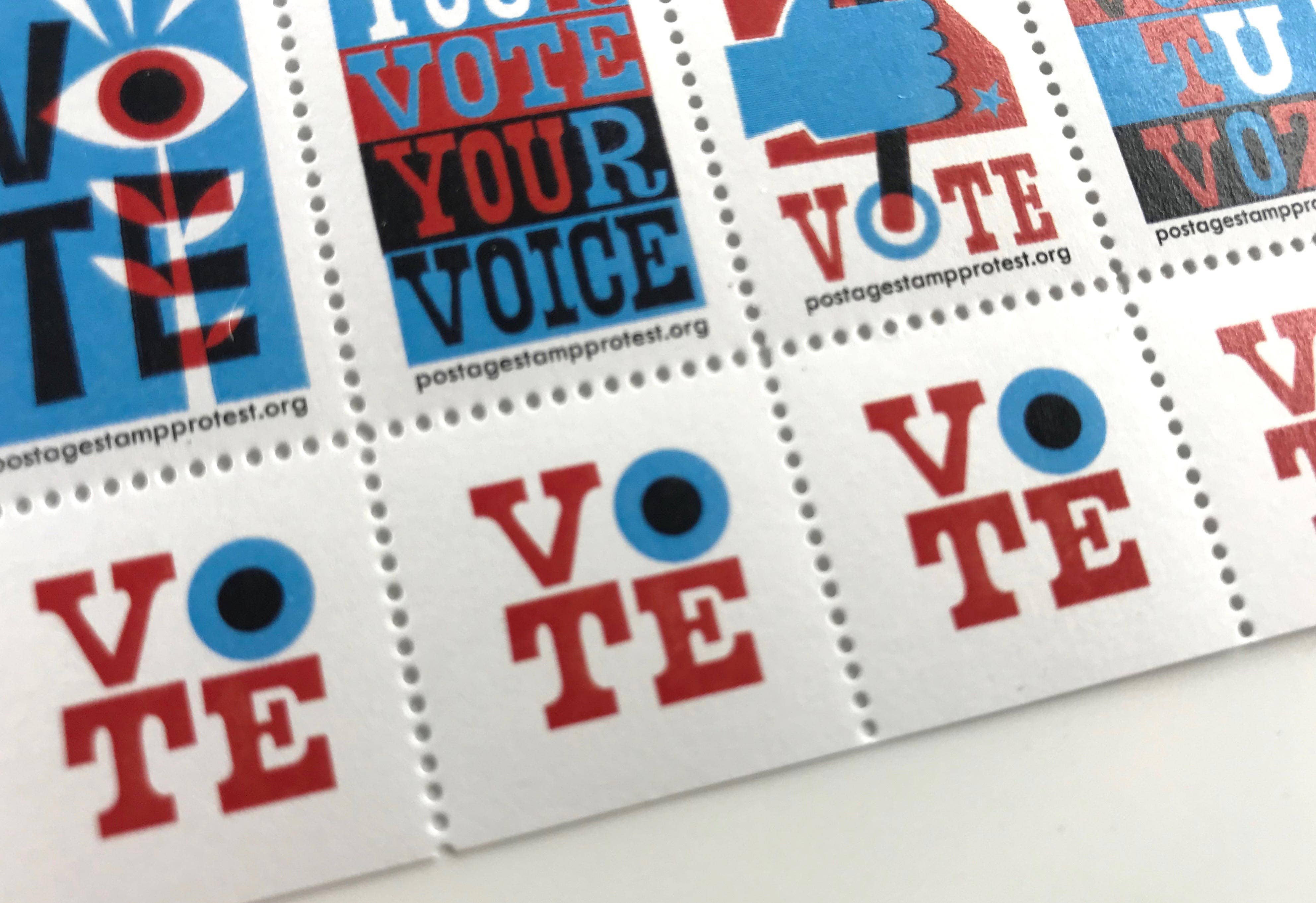 Get Out The Vote stamps by Michael Wertz