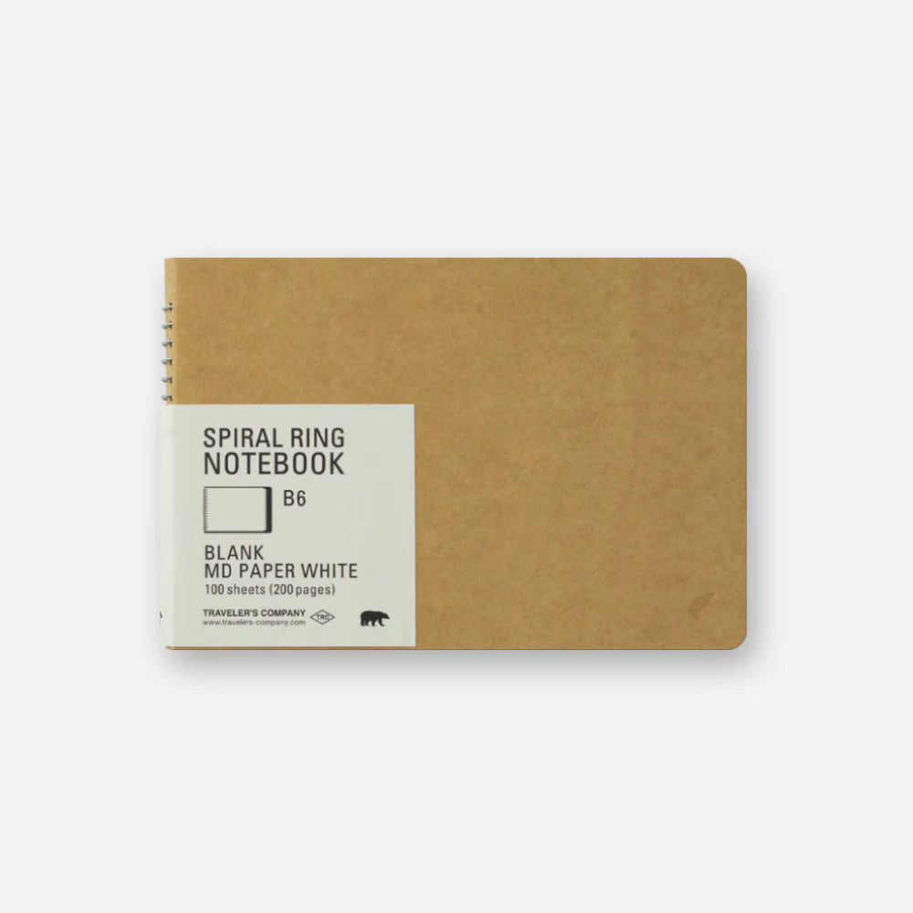 b6 blank spiral white md notebook