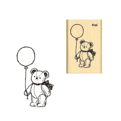 Balloon Bear Mini Rubber Stamp