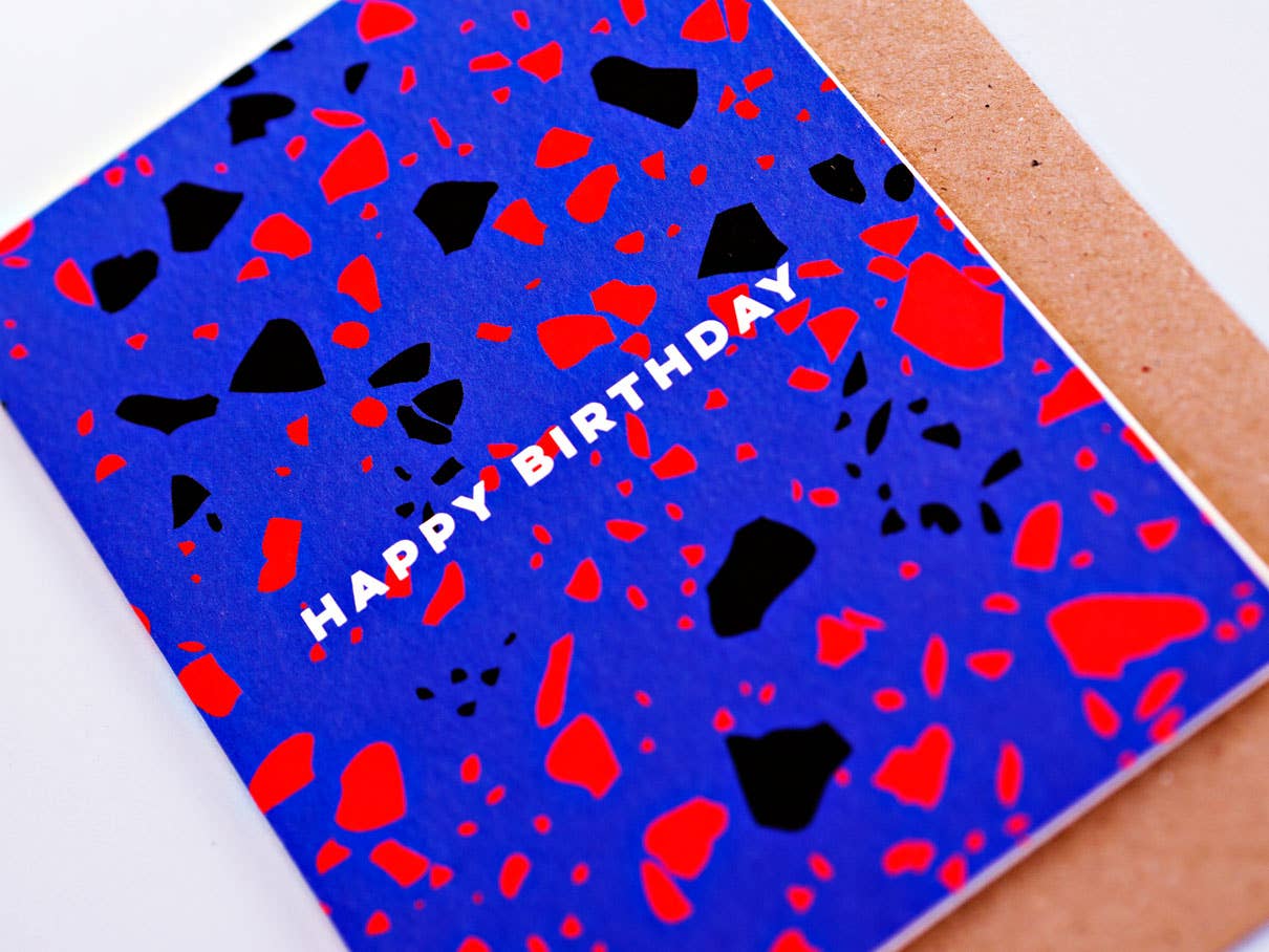 Blue Terrazzo Birthday Card