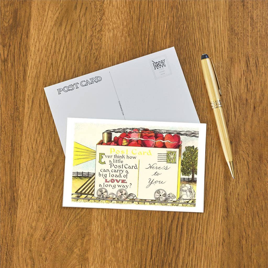 Vintage Postcard with Hearts