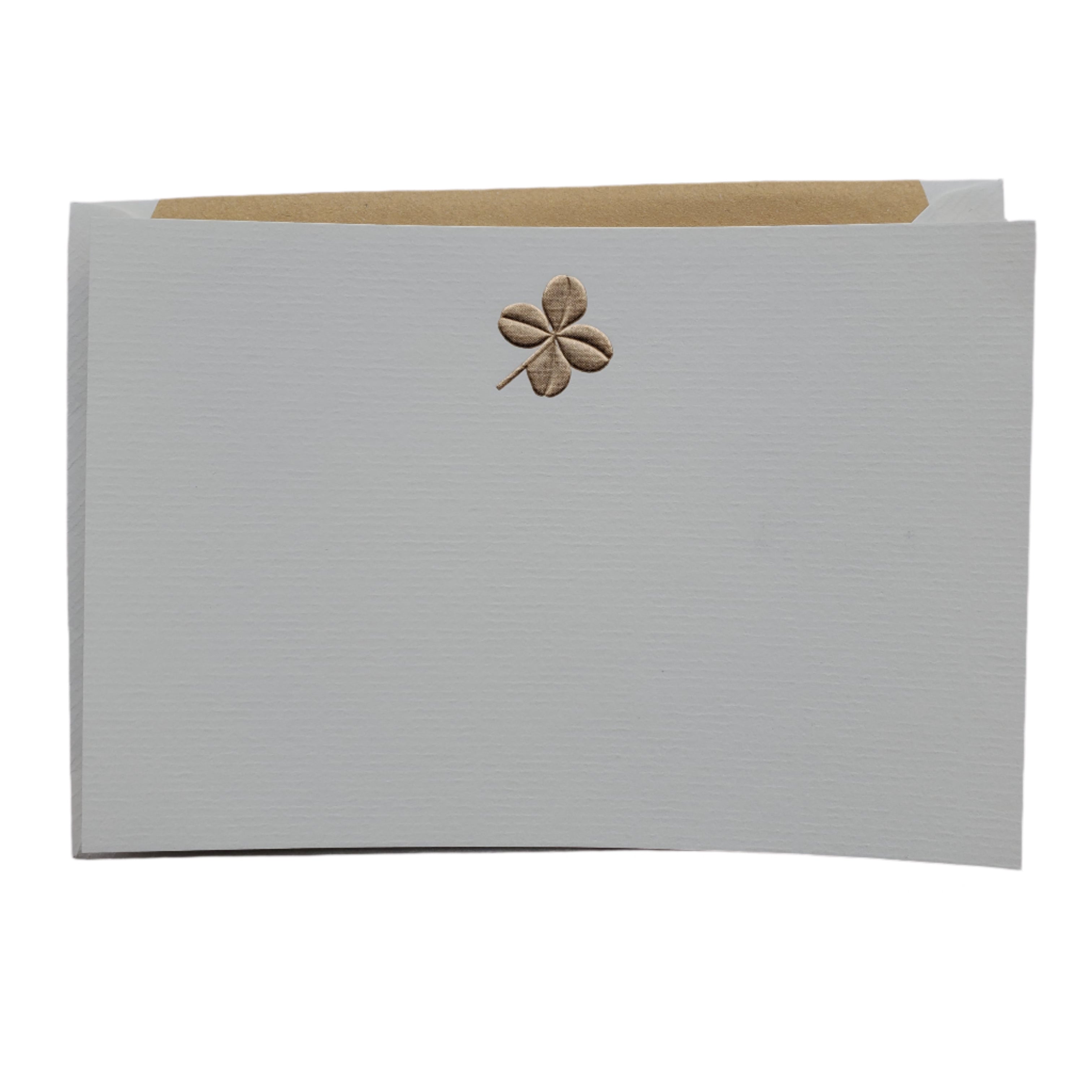 Crown Mill First Gold Embossed Note Card / Clover