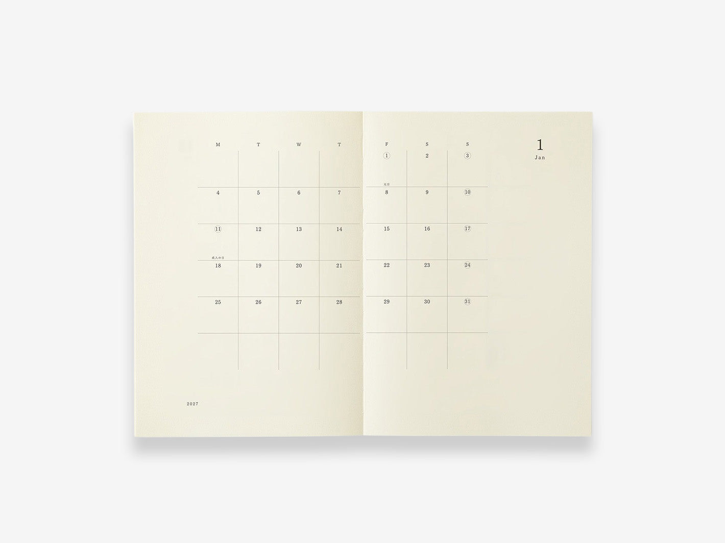 MD Diary 2027 A5 - monthly spread