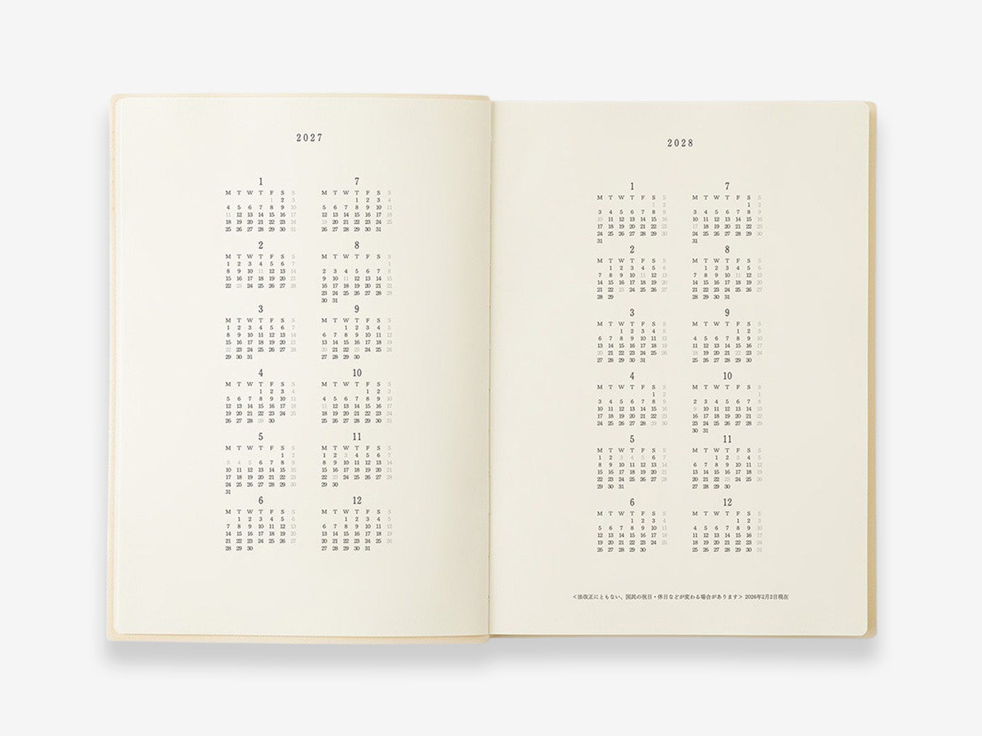 MD Diary 2027 A5 1 Day 1 Page - annual overview