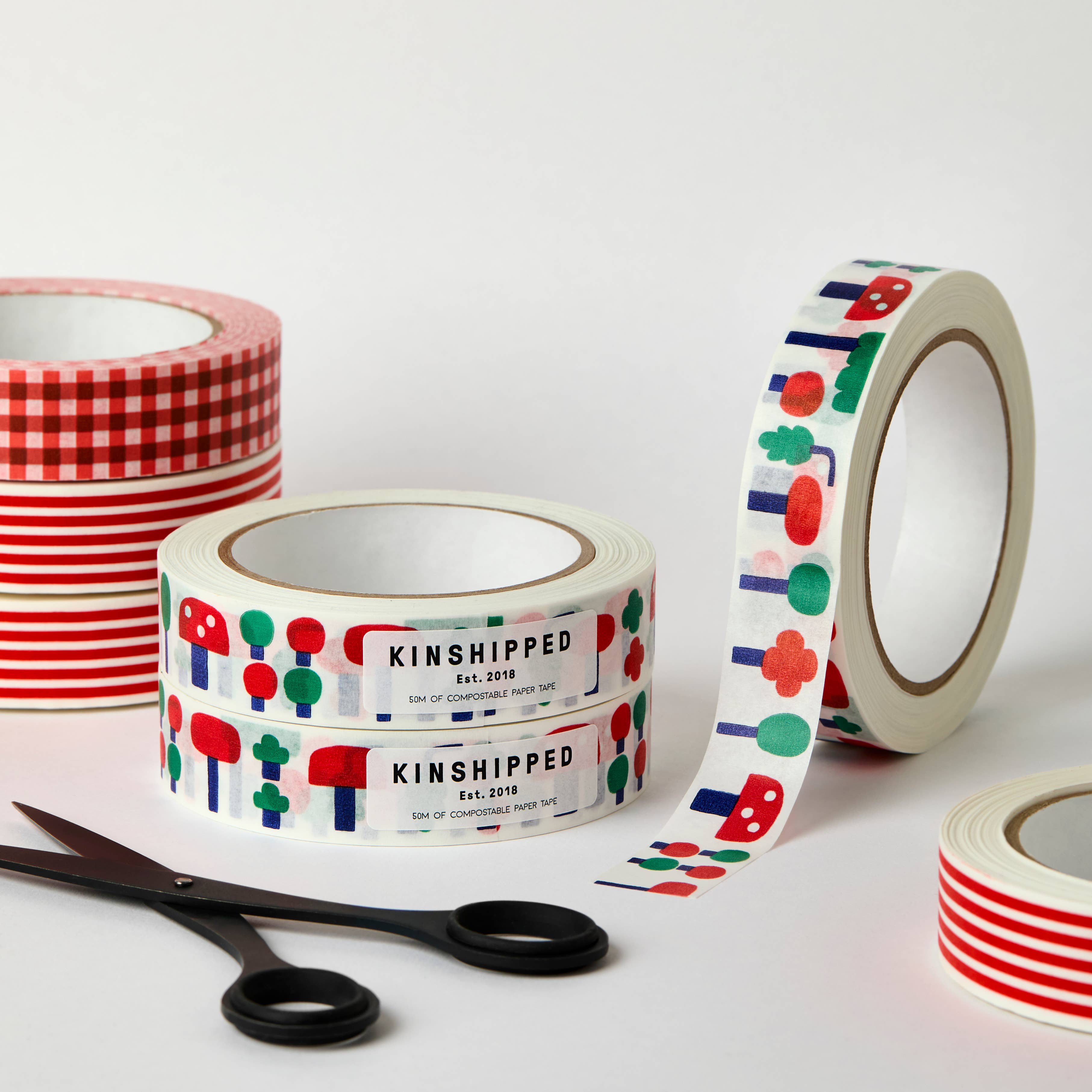 Green Trees and Mushroom 50m Paper Tape