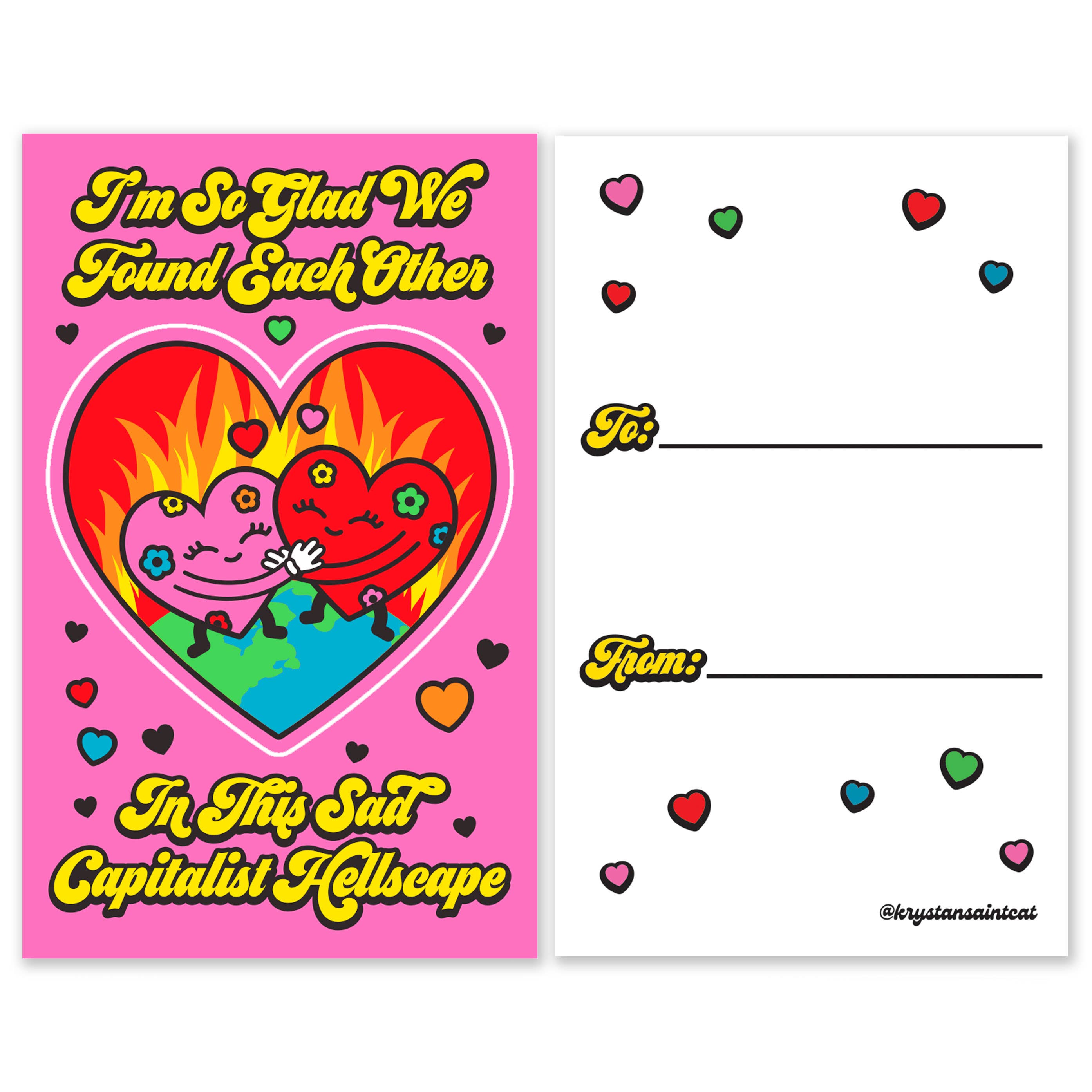 Capitalist Hellscape Valentine's Day Sticker Card