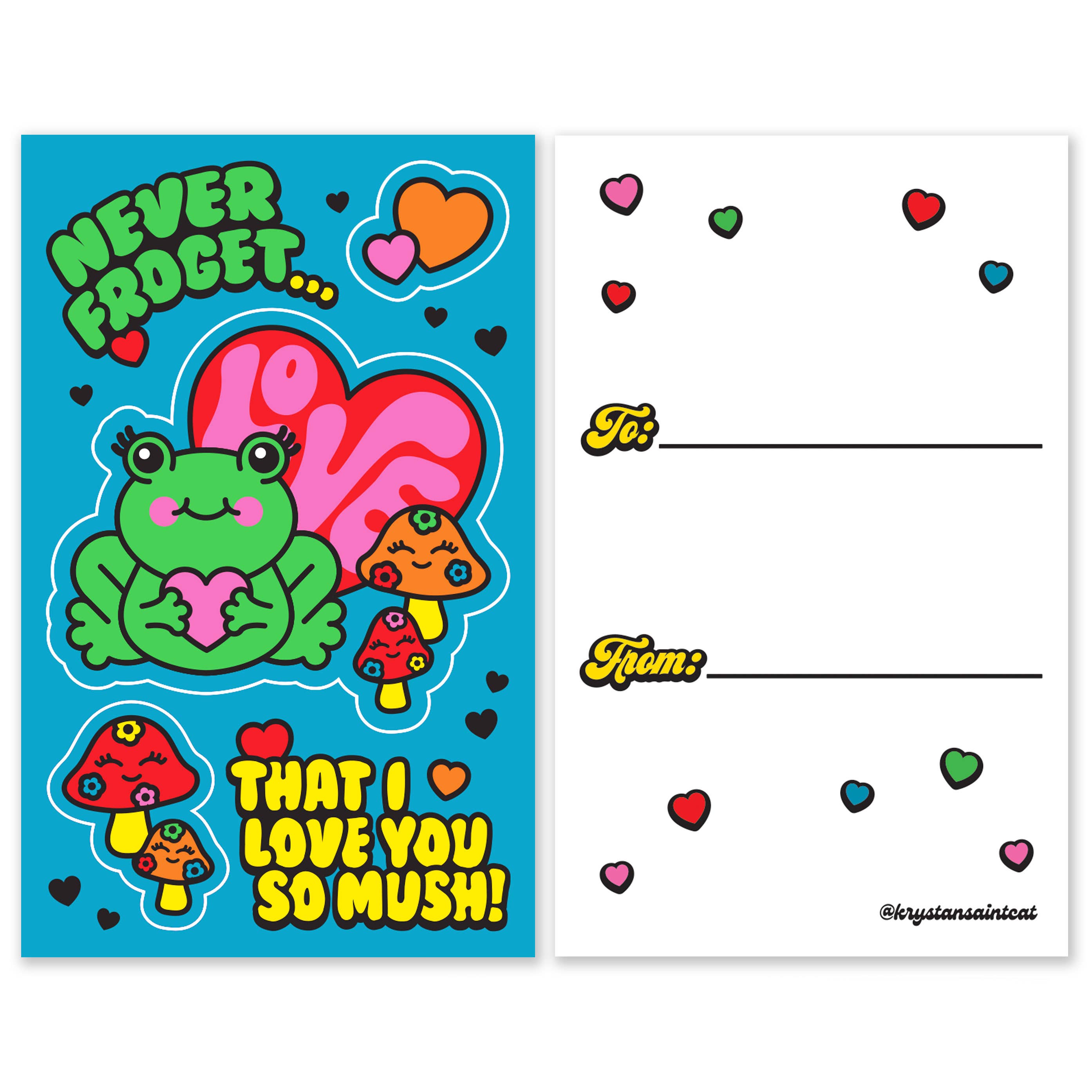 Frog Mushroom Valentine's Day Sticker Card