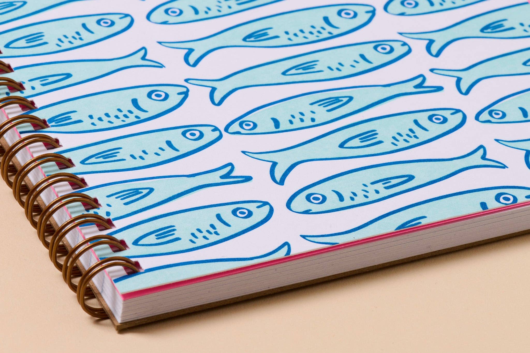 Letterpress A5 Spiral Notebook / Sardines
