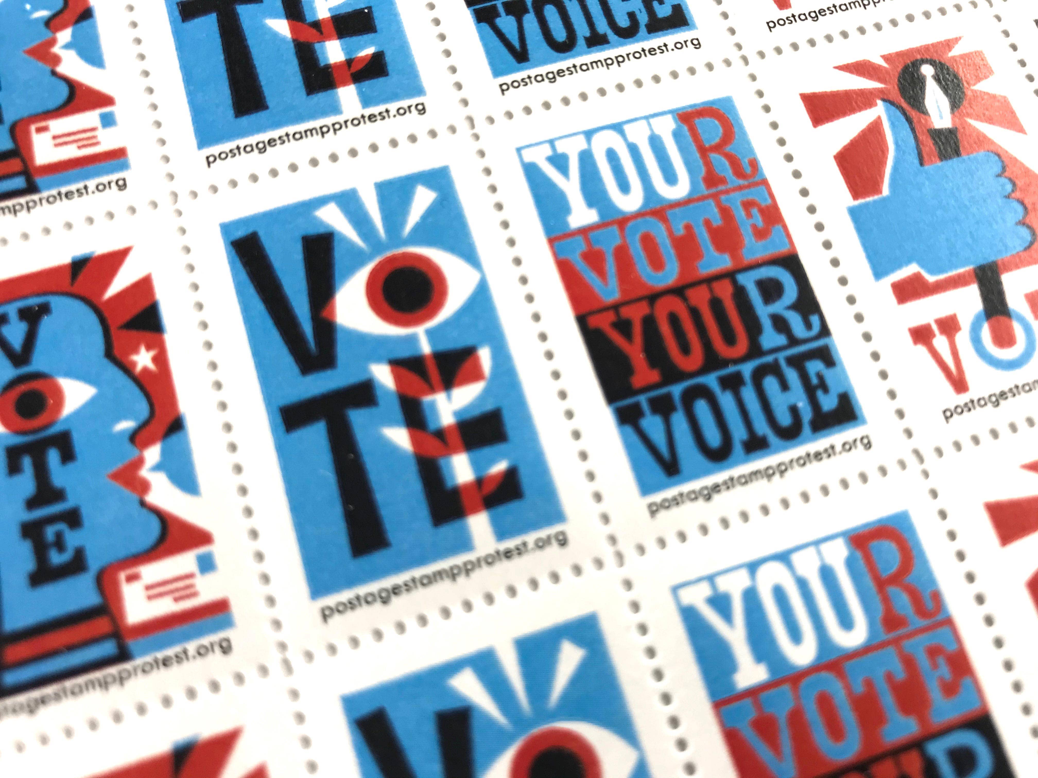 Get Out The Vote stamps by Michael Wertz