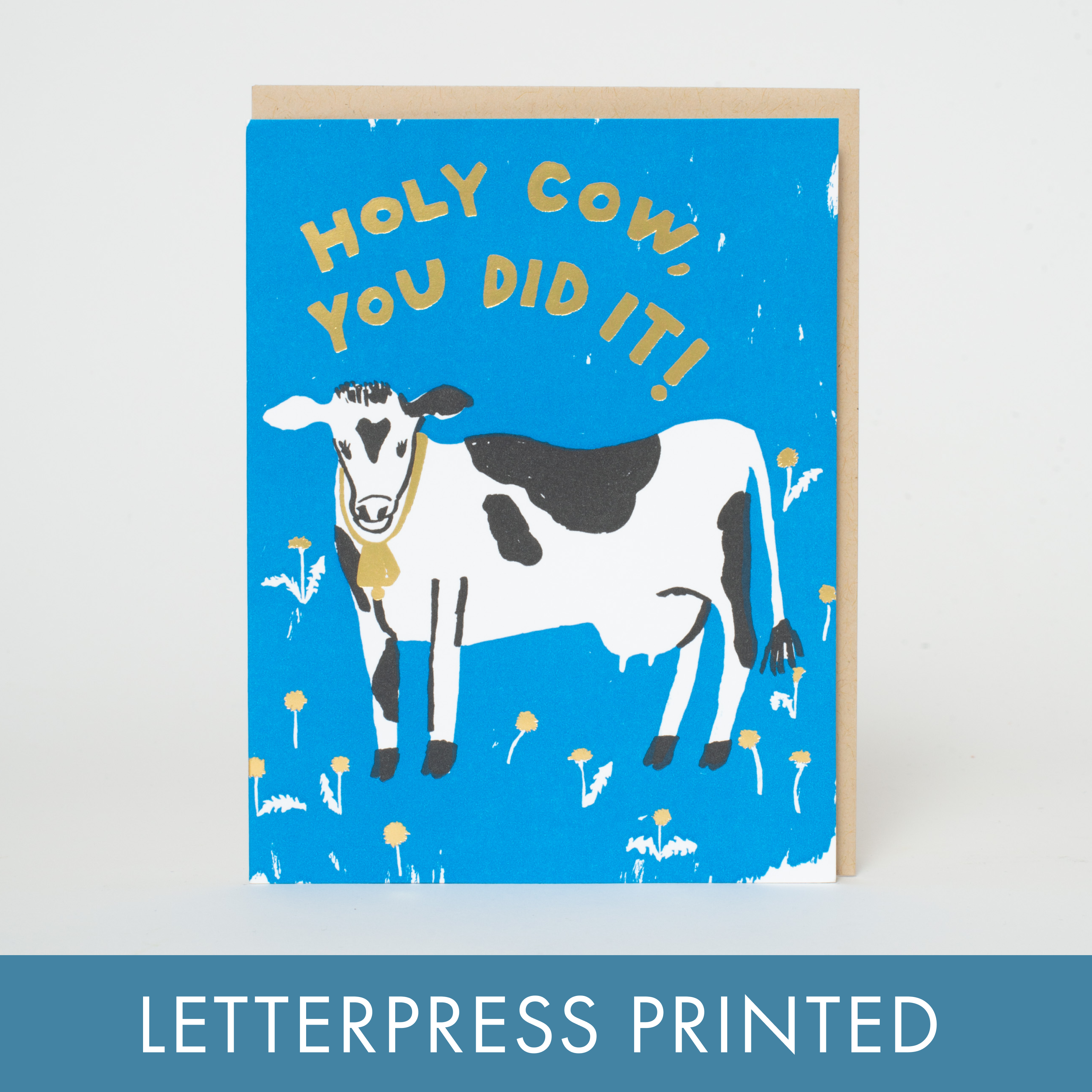 Holy Cow Congrats Letterpress Greeting Card