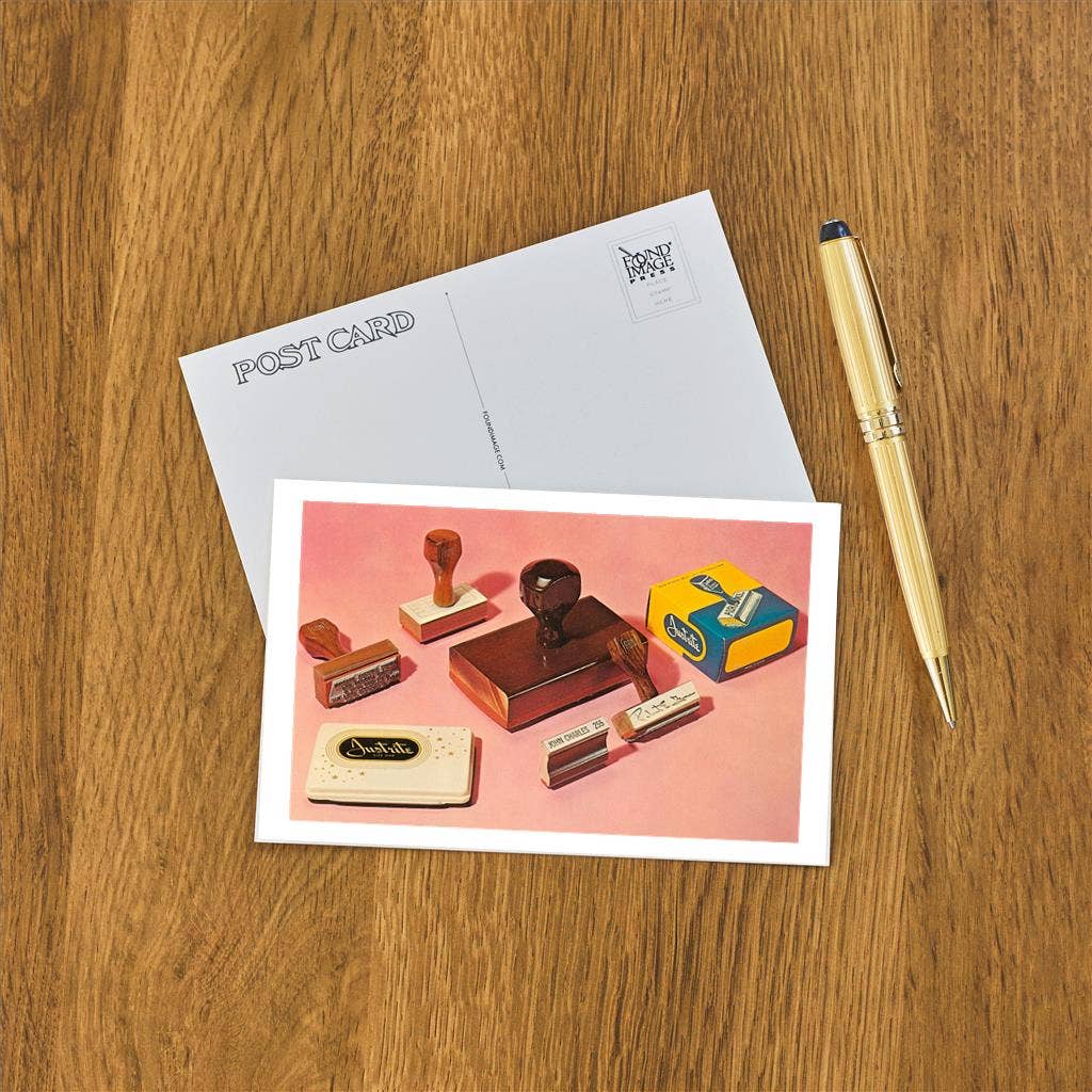 Office Stamps and Ink Pad Postcard