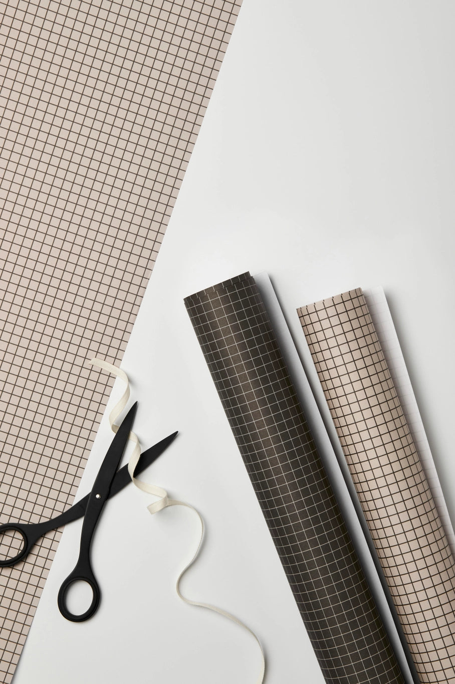 Greige Graph Paper Gift Wrap