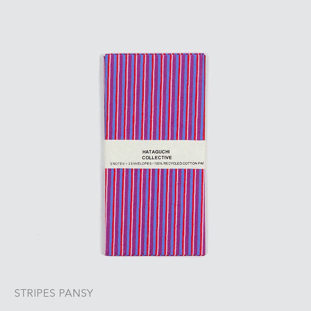 Handmade Paper Notecard Set / Grid Peach