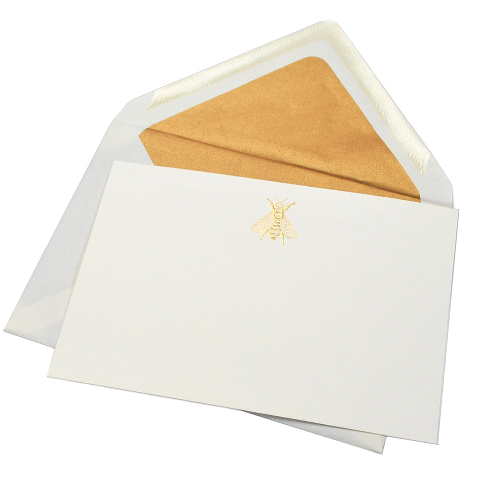 Crown Mill First Gold Embossed Note Card / Bee