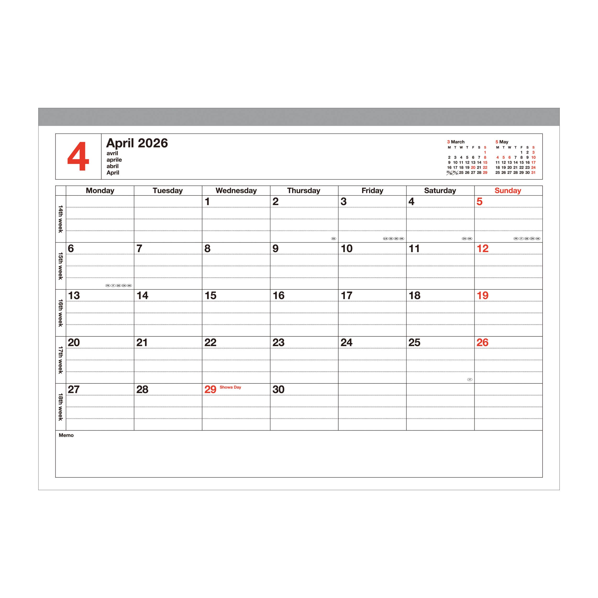 Mark Style Notebook Calendar 2026 / B6 / Yoshiki Okamura / Baby Asleep