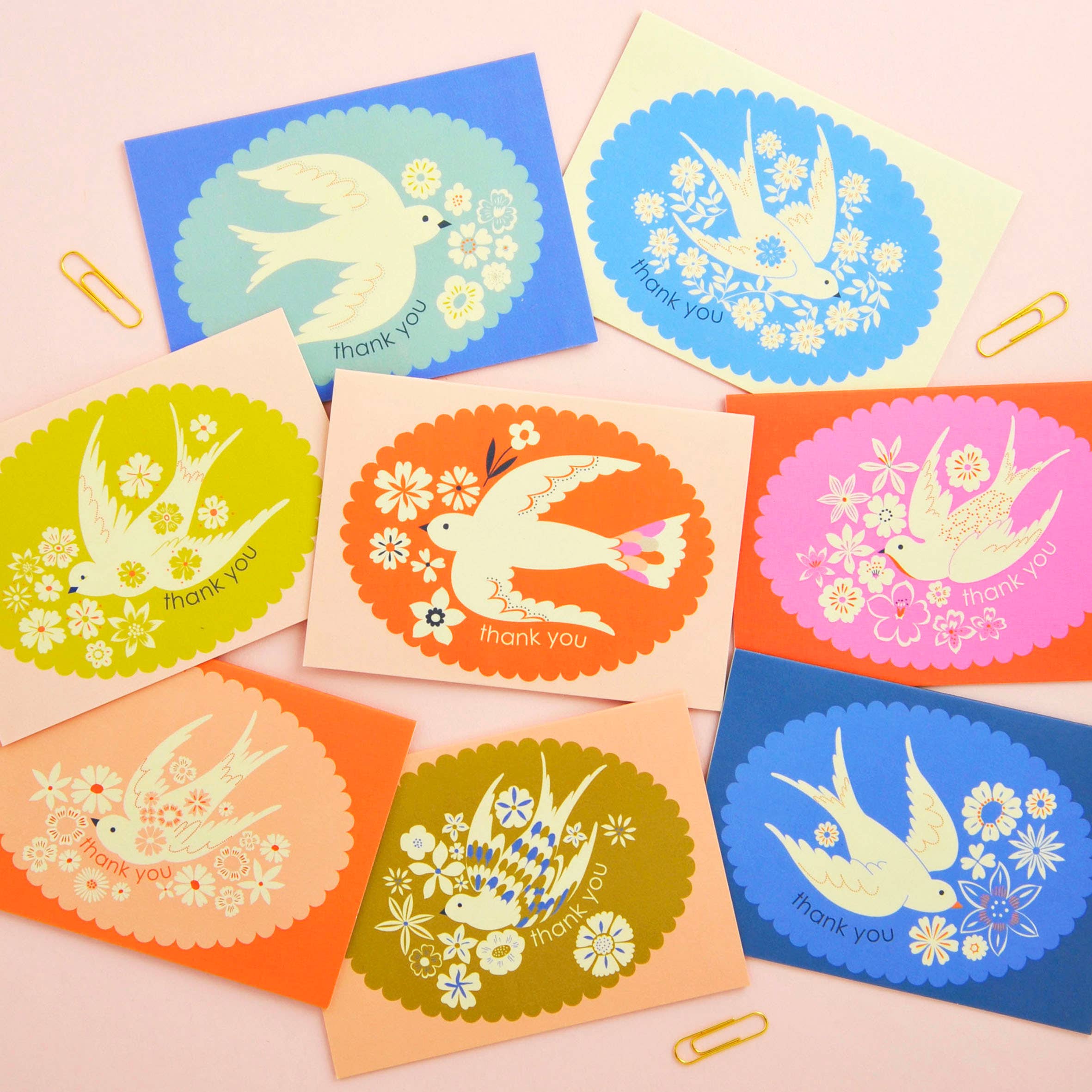 Birds & Borders Thank You Card Set