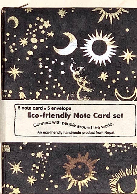 Lokta Notecard Set / Sun, Moon & Stars