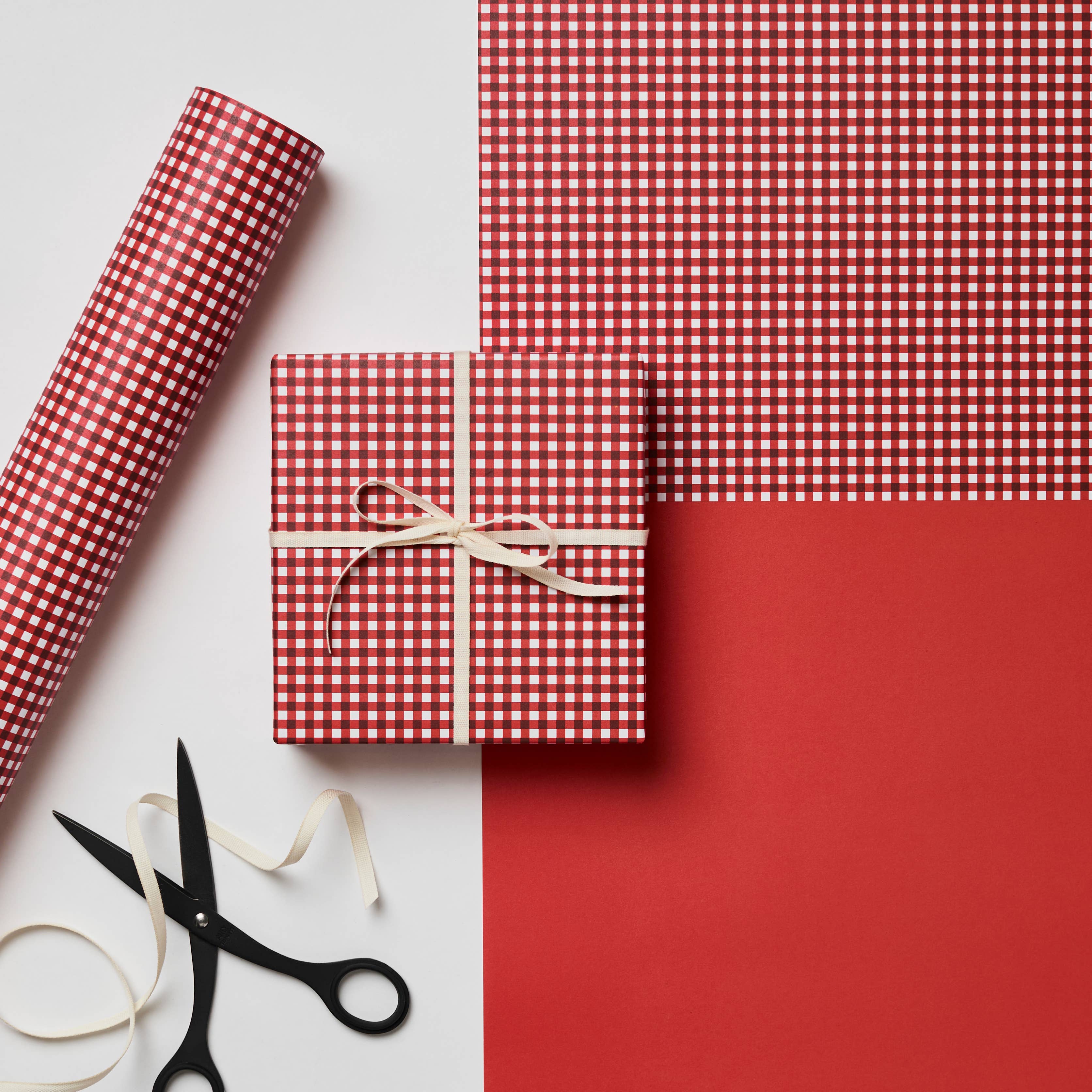 Red Gingham Gift Wrap Wrapping Paper