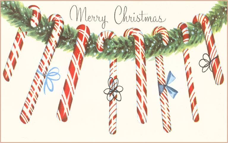 Candy Canes Christmas Postcard