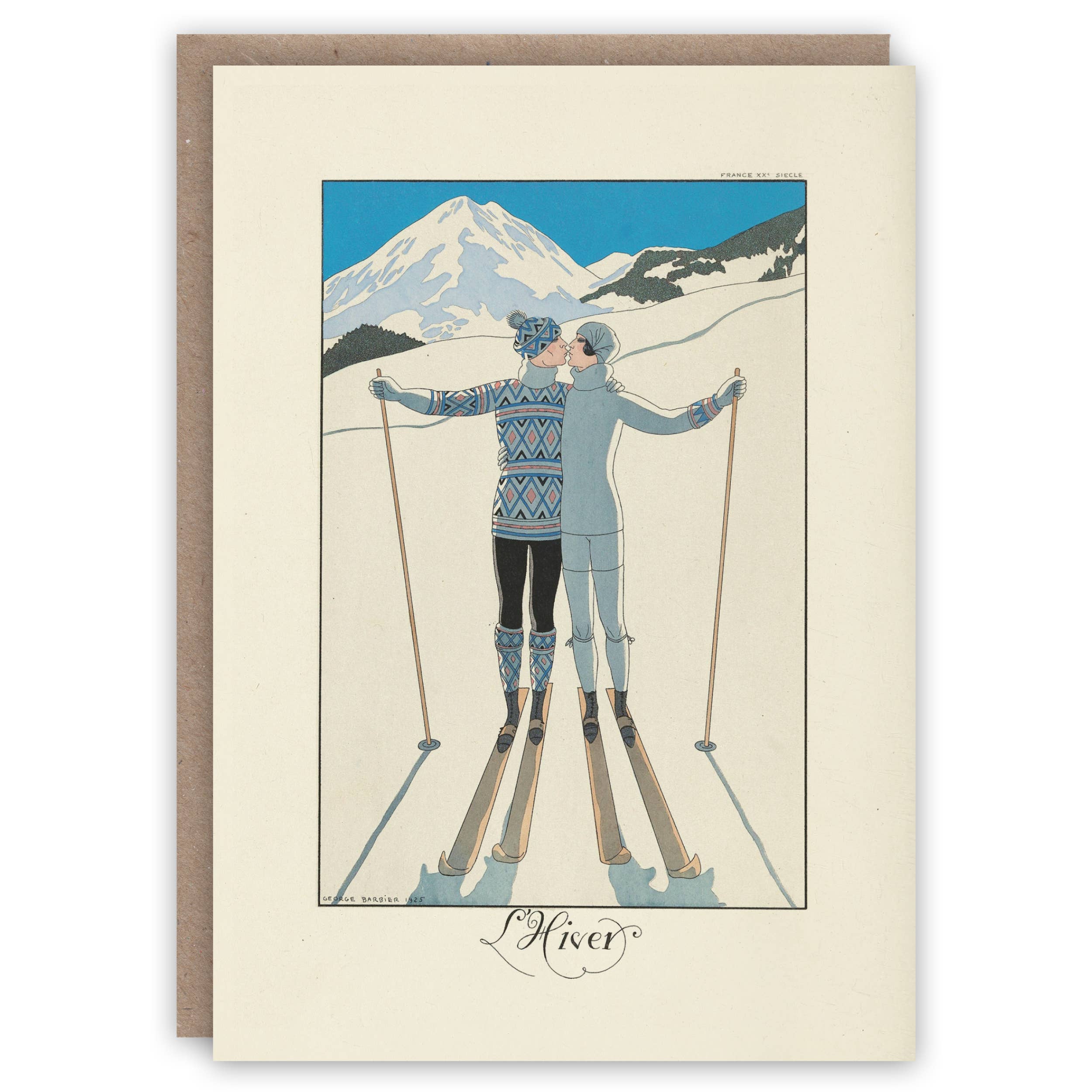 Winter Skiers Seasonal Card