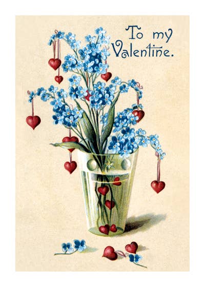 Vase of Hearts and Forget-Me-Nots Valentine's Day Card