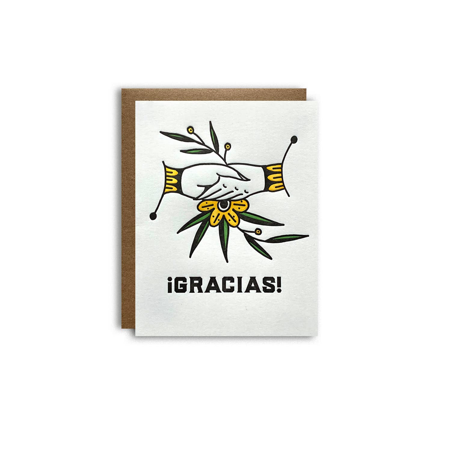 Gracias Handshake Letterpress Spanish Thank You Card