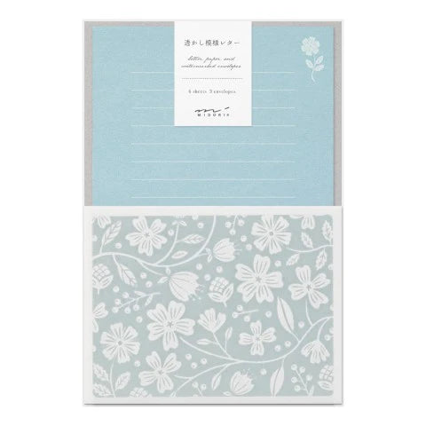 Letterpress stationery set / blue floral