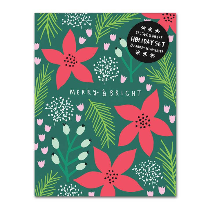 Poinsettias Greeting Card Set