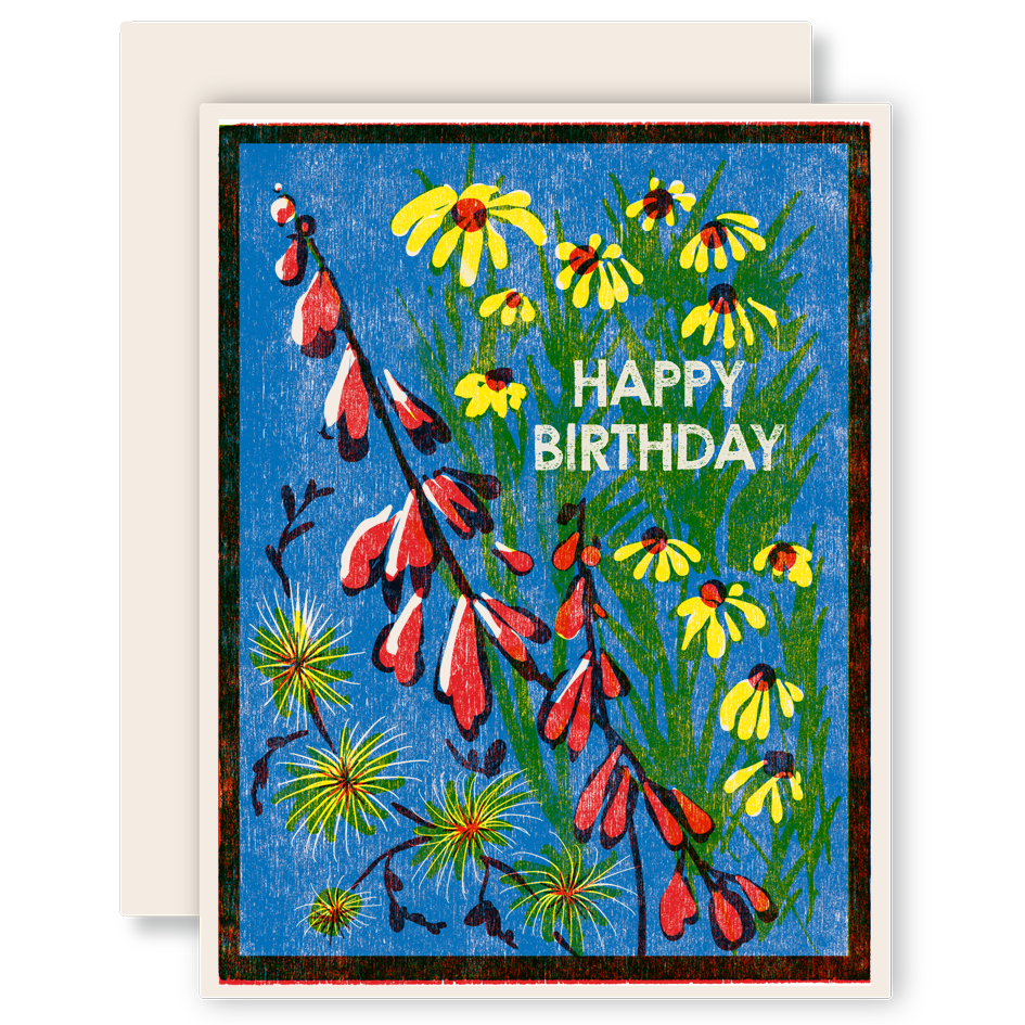 Happy Birthday Wildflowers Letterpress Card