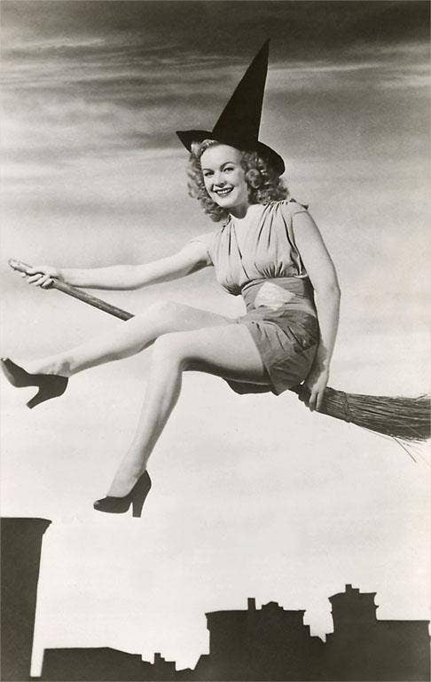 Woman on Broomstick Postcard