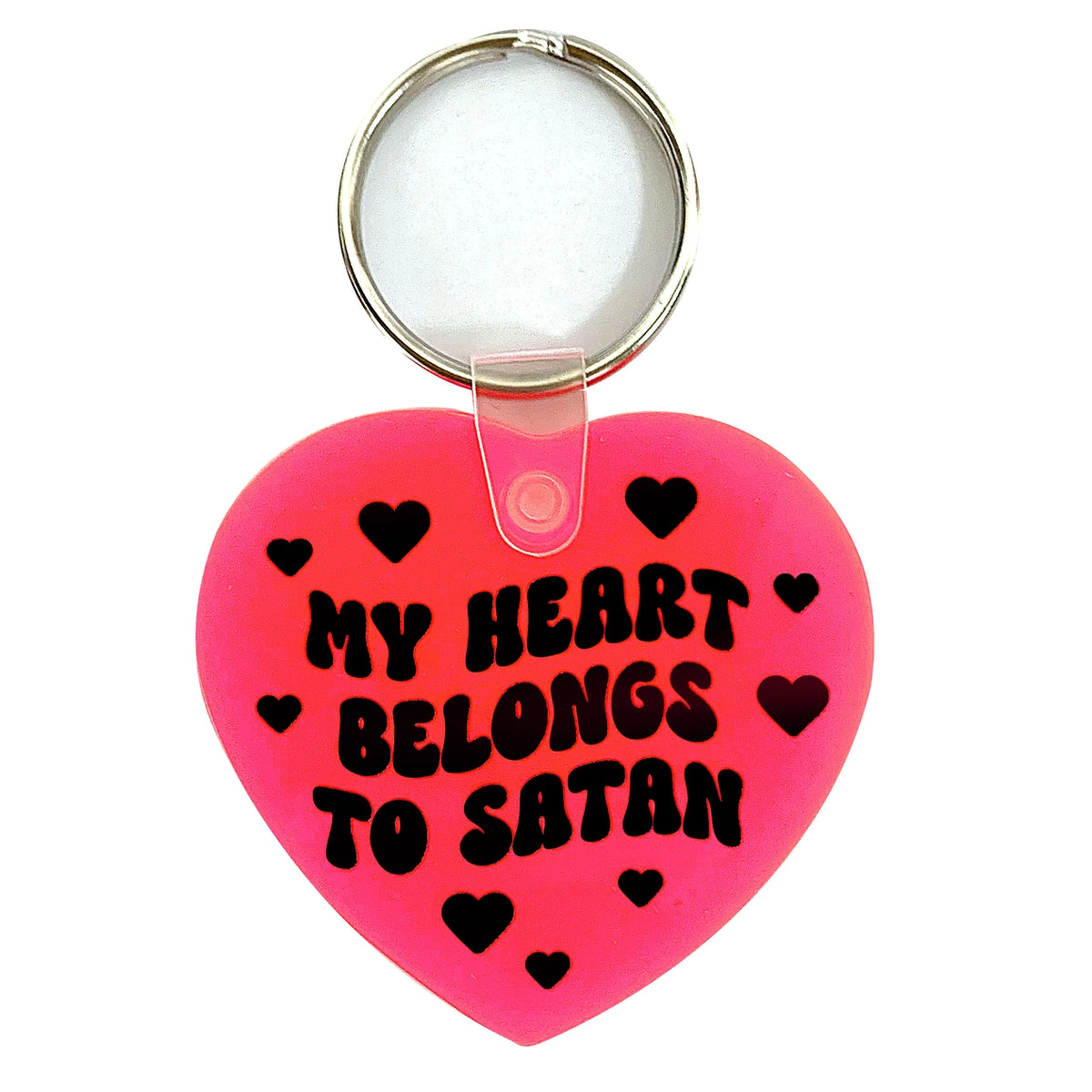 My Heart Belongs To Satan Heart Shaped Vinyl Keychain