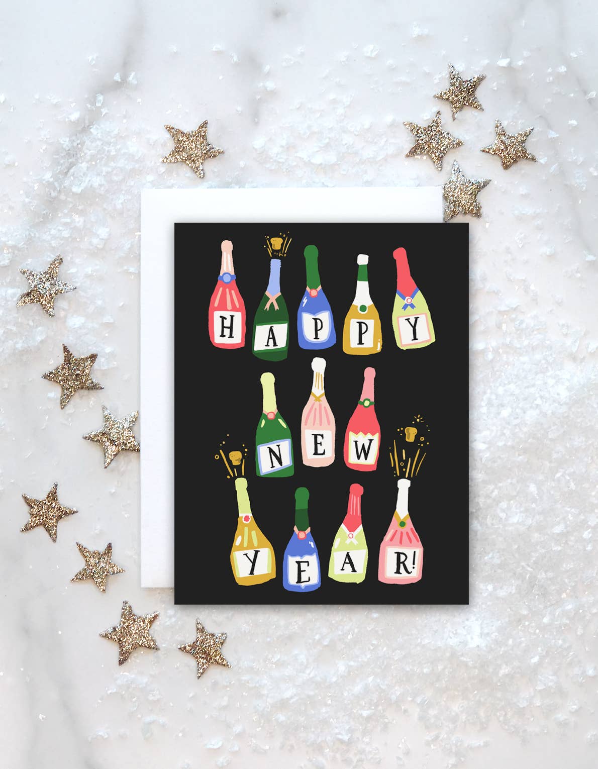 Champagne Bottles Holiday Greeting Card