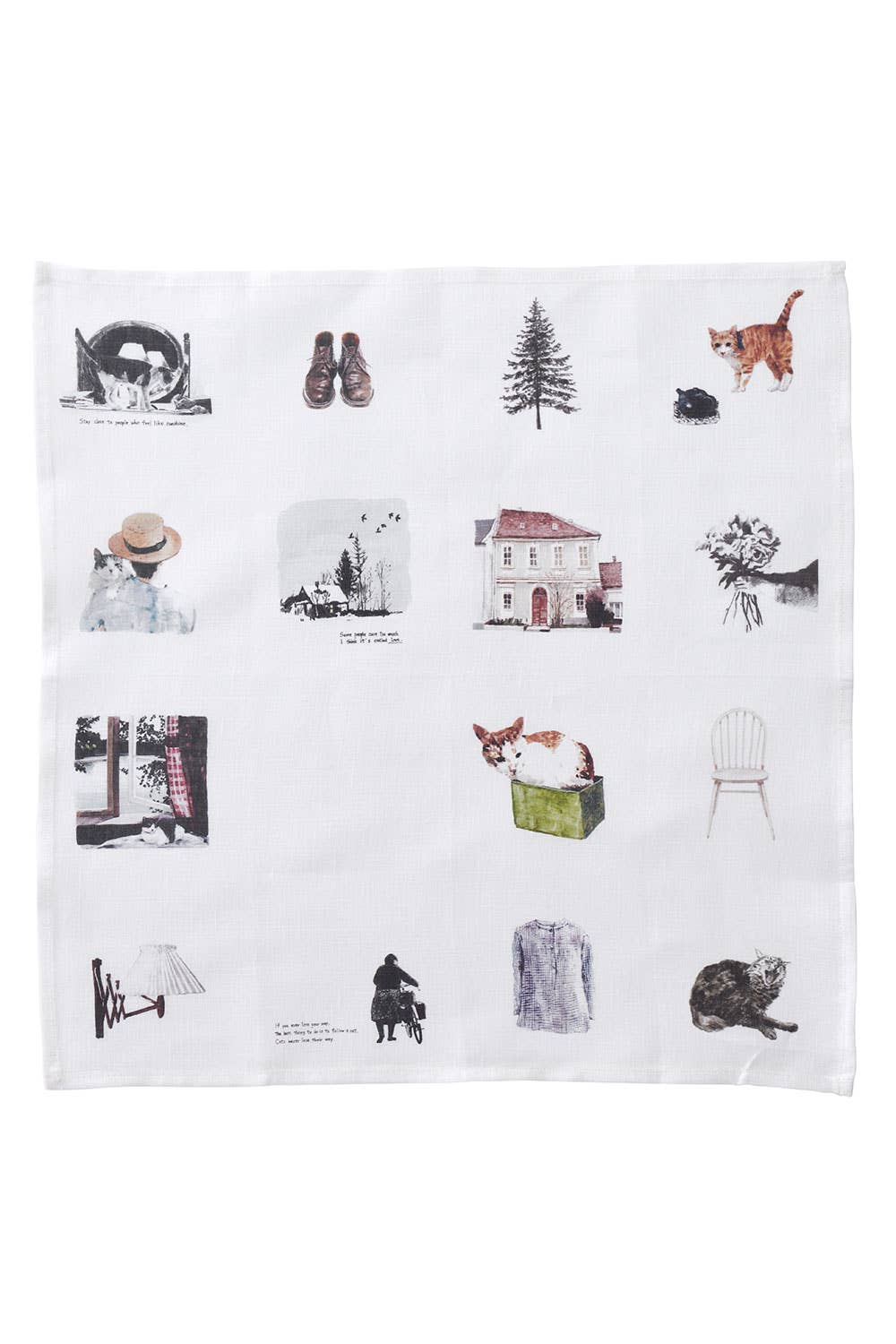 Linen Handkerchief by M.Ogihara / Living With Cats