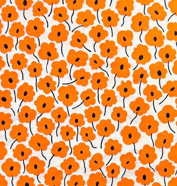 handmade gift wrap / orange poppies