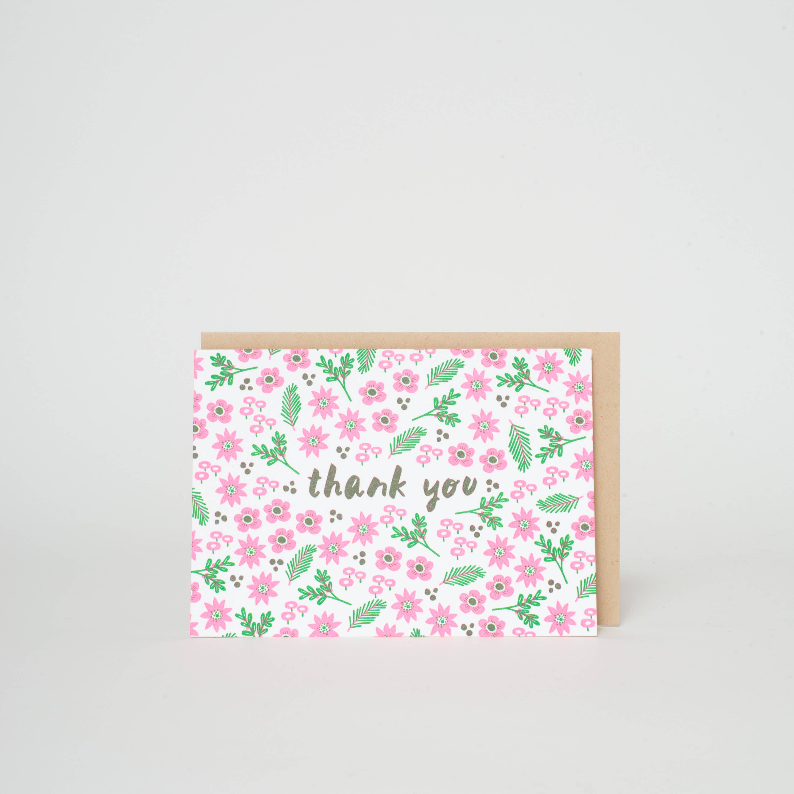 Floral Letterpress Thank You Cards / Set of 6